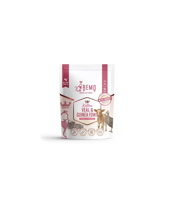 Bemo suha mačja hrana teletina in gvinejska koko&scaron; za mucke (Veal with Guinea fowl)